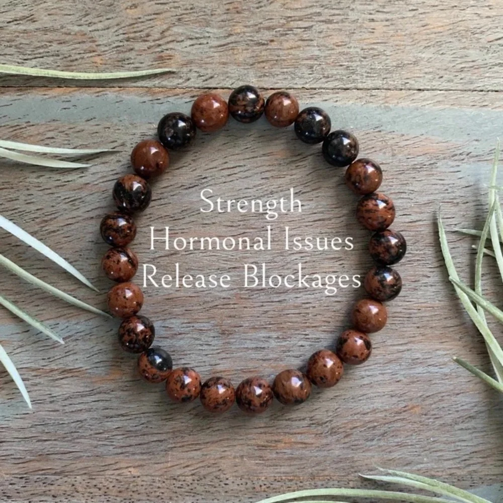 🆕New Mahogany Obsidian Gemstone Bracelet 8mm